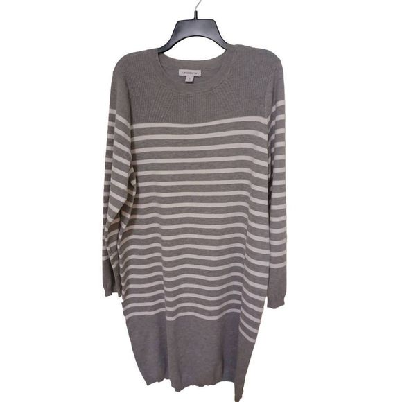 Liz Claiborne Dresses & Skirts - Liz Claiborne Womens Gray Sweater Dress Rib Knit Long Sleeve Pullover XL NWT